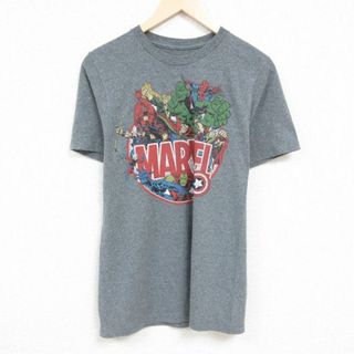 マーベル(MARVEL)のM★古着 半袖 Tシャツ メンズ マーベル ドクターストレンジ ホークアイ アントマン クルーネック グレー 霜降り 24mar30 中古(Tシャツ/カットソー(半袖/袖なし))