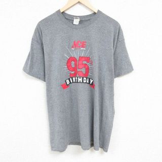 XL★古着 半袖 Tシャツ メンズ 95 大きいサイズ クルーネック グレー 霜降り 24mar30 中古(Tシャツ/カットソー(半袖/袖なし))