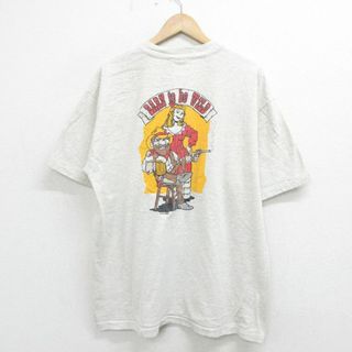 ヘインズ(Hanes)のXL★古着 ヘインズ Hanes 半袖 ビンテージ Tシャツ メンズ 90年代 90s BARN to be WILD 大きいサイズ コットン クルーネック 薄グレー 霜降り 【spe】 24mar30 中古(Tシャツ/カットソー(半袖/袖なし))