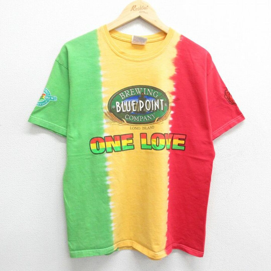 Hanes(ヘインズ)のL★古着 ヘインズ Hanes 半袖 ビンテージ Tシャツ メンズ 00年代 00s ONE LOVE ラスタファライエール ビール マルチカラー コットン クルーネック 赤他 レッド 24mar30 中古 メンズのトップス(Tシャツ/カットソー(半袖/袖なし))の商品写真