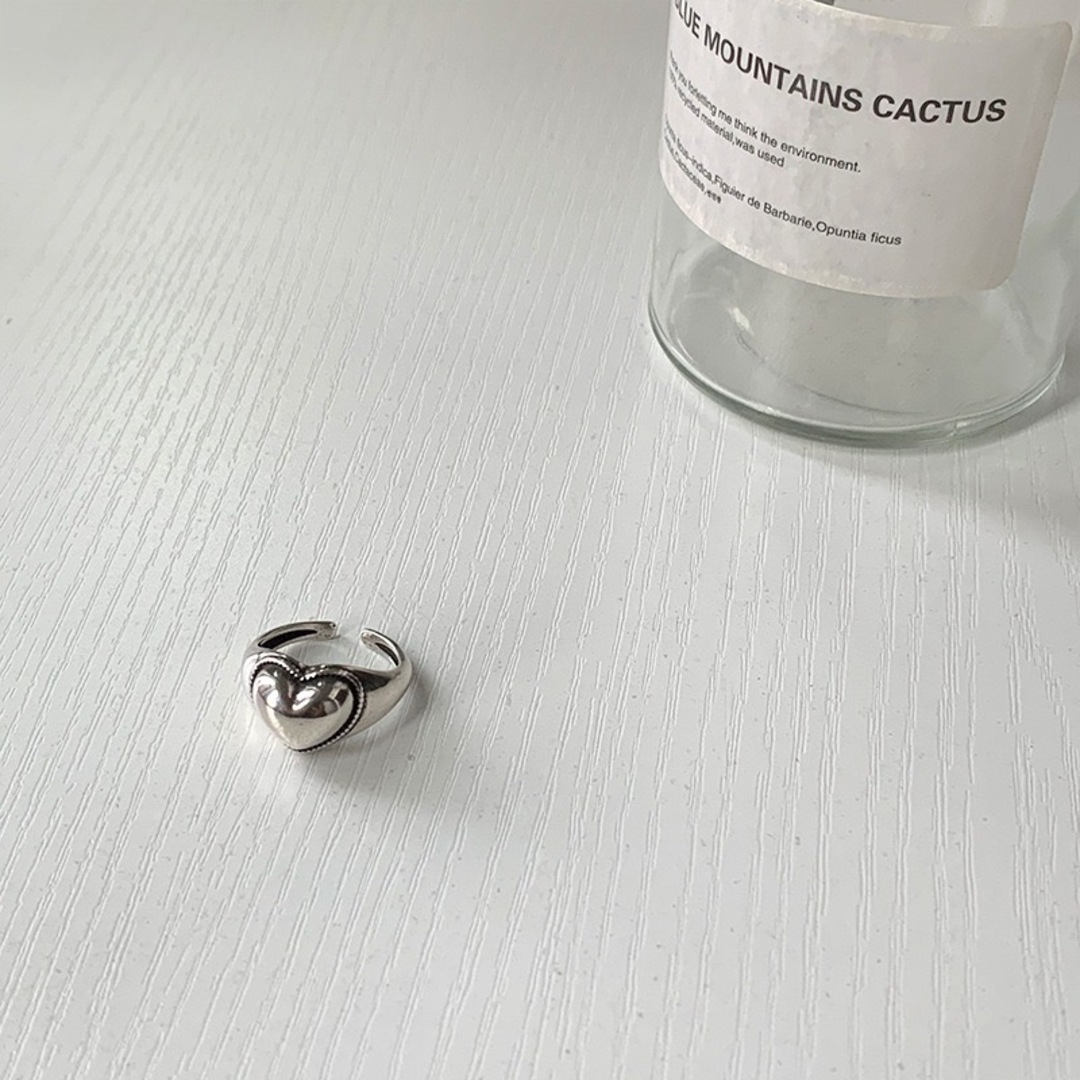 ハートリング シルバー 指輪 フリーサイズ シンプル ピンキー ring 銀  レディースのアクセサリー(リング(指輪))の商品写真