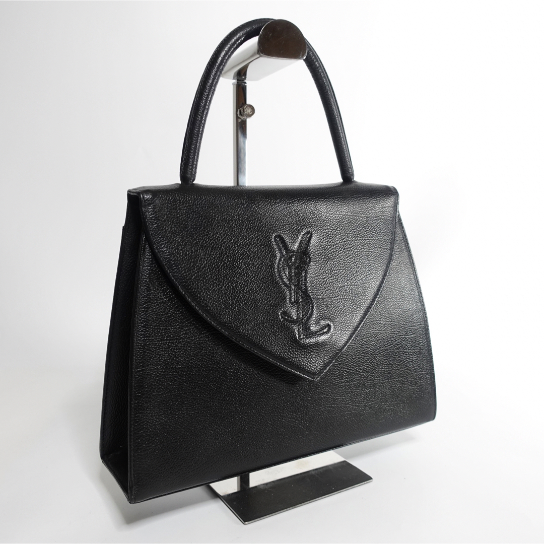 Yves Saint Laurent(イヴサンローラン)のイヴサンローラン　ハンドバッグ　黒　ヴィンテージ  ロゴ　フォーマル　冠婚葬祭 レディースのバッグ(ハンドバッグ)の商品写真