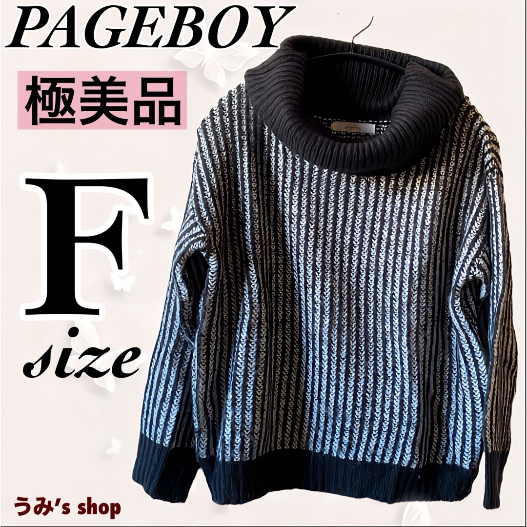 PAGEBOY(ページボーイ)の極美品★PAGEBOY ページボーイ アリシア オフタートルネック ニット 小顔 レディースのトップス(ニット/セーター)の商品写真