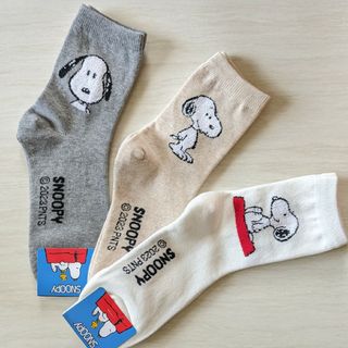 スヌーピー(SNOOPY)の新作柄SNOOPYソックス3足セット(ソックス)