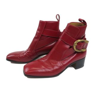 グッチ(Gucci)のグッチ タイガー バックル ショートブーツ 437325 メンズ レッド GUCCI 【中古】 【アパレル・小物】(ブーツ)