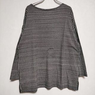 mizuiro-ind コットン チェック 長袖Ｔシャツ カットソー ロンＴ グレー ブラック レディース ミズイロインド【中古】4-0319M∞(Tシャツ(長袖/七分))