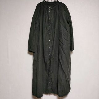 ネストローブ(nest Robe)のnest Robe リネン シャーリングネック 製品染め 01173-1128 ワンピース ブラック レディース ネストローブ【中古】4-0319M∞(ロングワンピース/マキシワンピース)