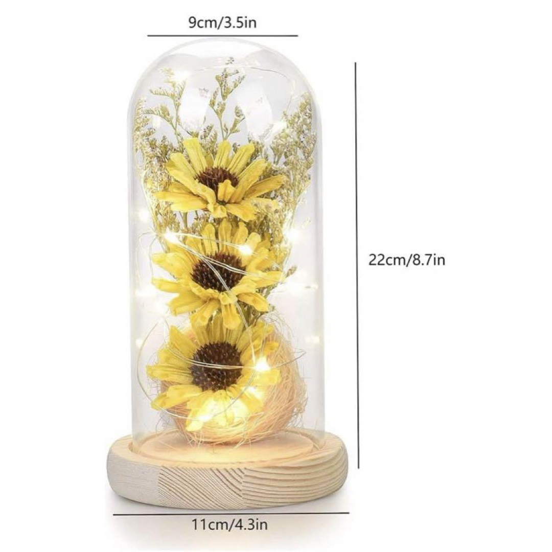 ✨ LED造花 プリザーブドフラワー 花ランプ ガラスドーム ハンドメイドのフラワー/ガーデン(プリザーブドフラワー)の商品写真