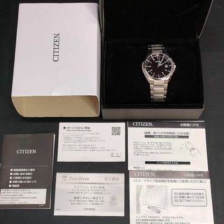 シチズン(CITIZEN)の極美品【稼働品】CITIZEN　シチズン　アテッサ　ブラック　シルバー　ソーラー(腕時計(アナログ))