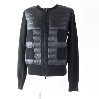 モンクレール(MONCLER)の未使用品◎MONCLER モンクレール 23年製 CARDIGAN ロゴワッペン付き ダウン使いニットカーディガン／ダウンジャケット ブラック XS 正規品 レディース(ダウンジャケット)