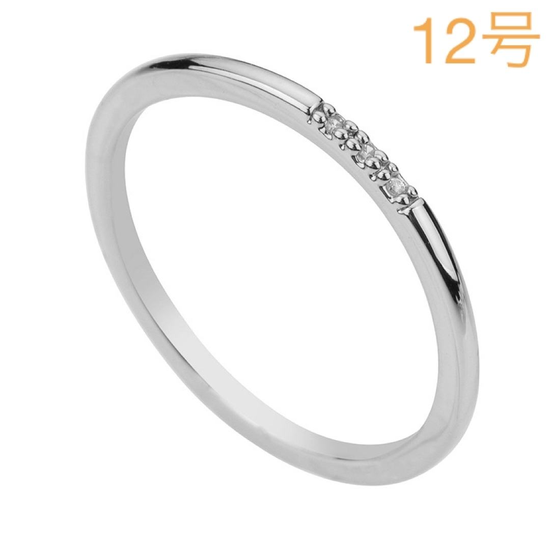 1mm 極小 3石 高級 CZダイヤ シンプル リング＊シルバー＊ レディースのアクセサリー(リング(指輪))の商品写真