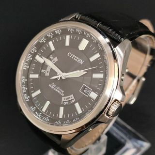 シチズン(CITIZEN)の極美品【稼働品】CITIZEN　シチズン　ブラック　シルバー　レザー　ソーラー(腕時計(アナログ))