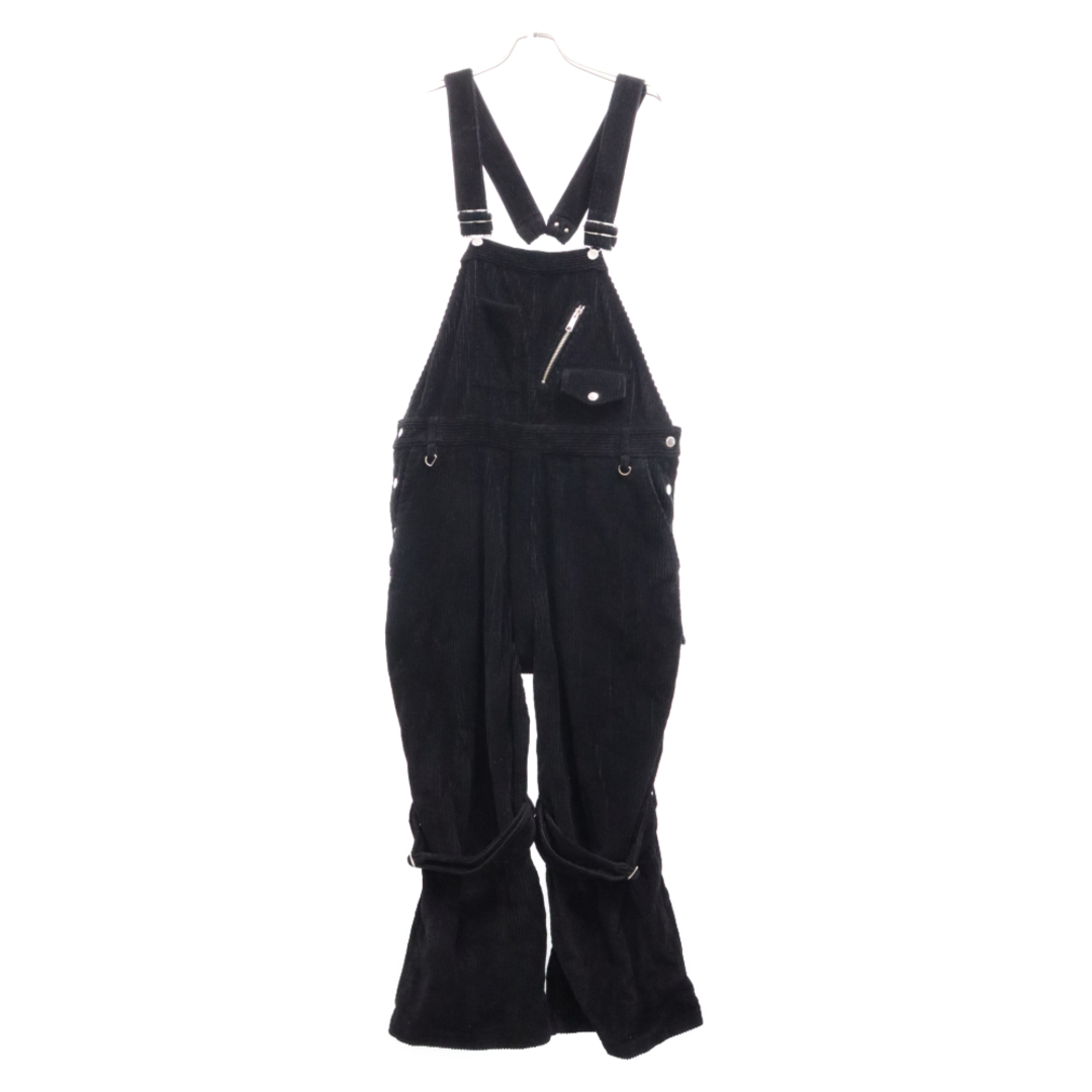 el conductor コンダクター CORDUROY BONDAGE OVERALLS コーデュロイオーバーオール ブラック メンズのパンツ(サロペット/オーバーオール)の商品写真