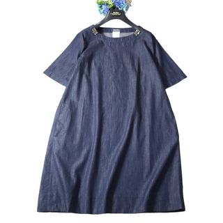 マックスマーラ(Max Mara)の【最高級】マックスマーラ アイコンビジュー付き デニム　インディゴ　ワンピース(ひざ丈ワンピース)