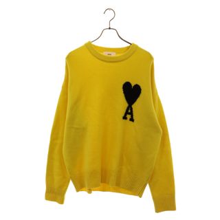 AMI Alexandre Mattiussi アミアレクサンドルマテュッシ 22AW AMI DE COEUR CREW NECK SWEATER ハートAロゴ クルーネック ニットセーター UKS002.018 イエロー(ニット/セーター)