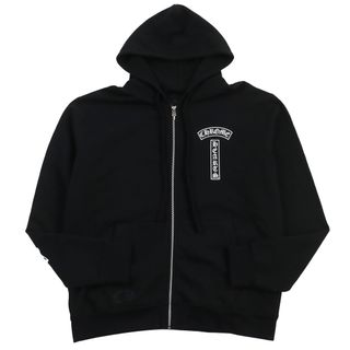 クロムハーツ(Chrome Hearts)の美品●CHROME HEARTS クロムハーツ ダガージップ エルボーフローラルクロス ZIPパーカー フーディ ブラック M USA製 正規品 メンズ(パーカー)