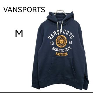 VANSPORTS パーカー レディース M ネイビー フーディー プルオーバー(パーカー)