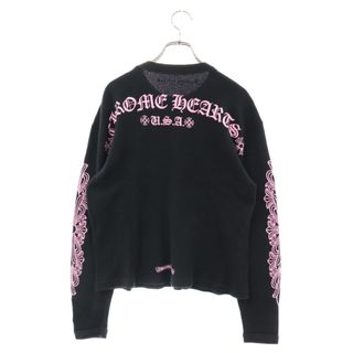 CHROME HEARTS クロムハーツ ×MATTY BOY USA Print Thermal L/S Tee ×マッティボーイ USAプリントサーマルロングスリーブTシャツ 長袖ワッフルTシャツ ロゴプリント ブラック/ピンク