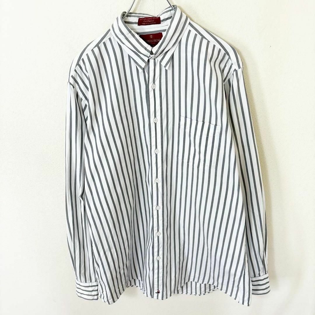 VINTAGE(ヴィンテージ)のNORDSTROM 長袖　コットン　ストライプ　シャツ　古着　アメカジ メンズのトップス(Tシャツ/カットソー(七分/長袖))の商品写真