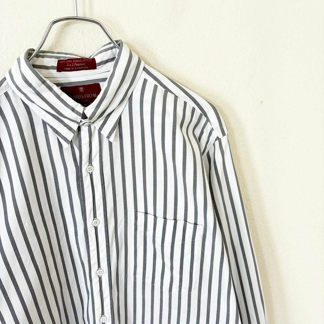 VINTAGE(ヴィンテージ)のNORDSTROM 長袖　コットン　ストライプ　シャツ　古着　アメカジ メンズのトップス(Tシャツ/カットソー(七分/長袖))の商品写真