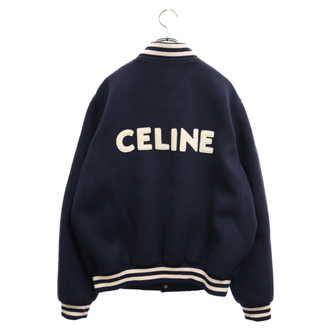 celine(セリーヌ)のCELINE セリーヌ 21AW ウールルーズバーシティスタイルジャケット テディブルゾン スタジャン バックロゴ 2V08F896C ネイビー メンズのジャケット/アウター(スタジャン)の商品写真