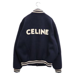 セリーヌ(celine)のCELINE セリーヌ 21AW ウールルーズバーシティスタイルジャケット テディブルゾン スタジャン バックロゴ 2V08F896C ネイビー(スタジャン)