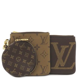 LOUIS VUITTON - ルイヴィトン LOUIS VUITTON ポーチ ポシェット・トリオ モノグラムキャンバス モノグラム ゴールド金具 茶 3つセット  M68756 RFID/TJ0230 【保存袋】【中古】