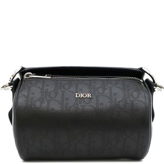 Christian Dior - クリスチャン・ディオール Christian Dior ショルダーバッグ ローラーミニレザーバッグ レザー ブラック シルバー金具 筒形 黒 オブリーク ギャラクシー  - 【箱】【中古】