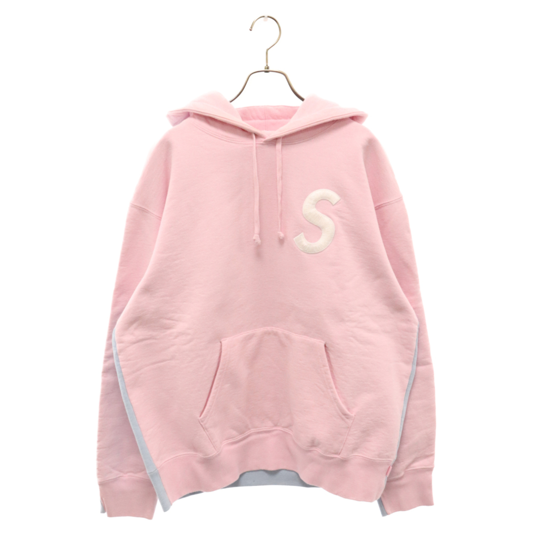 Supreme(シュプリーム)のSUPREME シュプリーム 21AW S Logo Split Hooded Sweatshirt Sロゴ 刺繍 プルオーバー パーカー スウェット 裏起毛 ピンク/ブルー メンズのトップス(パーカー)の商品写真