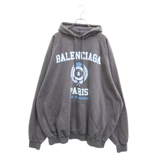 バレンシアガ(Balenciaga)のBALENCIAGA バレンシアガ 22SS Oversized College 1917 Hoodie ダメージ加工 オーバーサイズ カレッジロゴ フーディー パーカー ネイビー 697879 TMV96(パーカー)