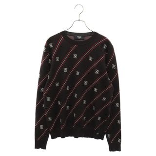 FENDI - FENDI フェンディ FF Jacquard Crewneck Knit sweater FFジャガードクルーネックニットセーター ブラウン FZY033 AAUF