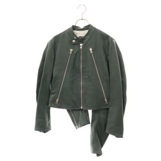 MM6 Maison Margiela エムエムシックスメゾンマルジェラ 22SS 八の字 シングル レザージャケット グリーン レディース S62AN0063 SY1548