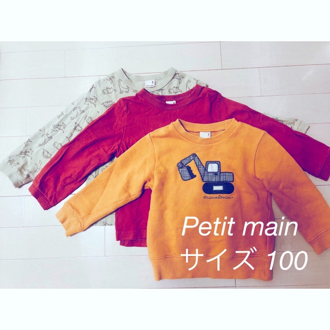 petit main(プティマイン)のキッズ トップス セット 100 長袖 男の子 キッズ/ベビー/マタニティのキッズ服男の子用(90cm~)(Tシャツ/カットソー)の商品写真