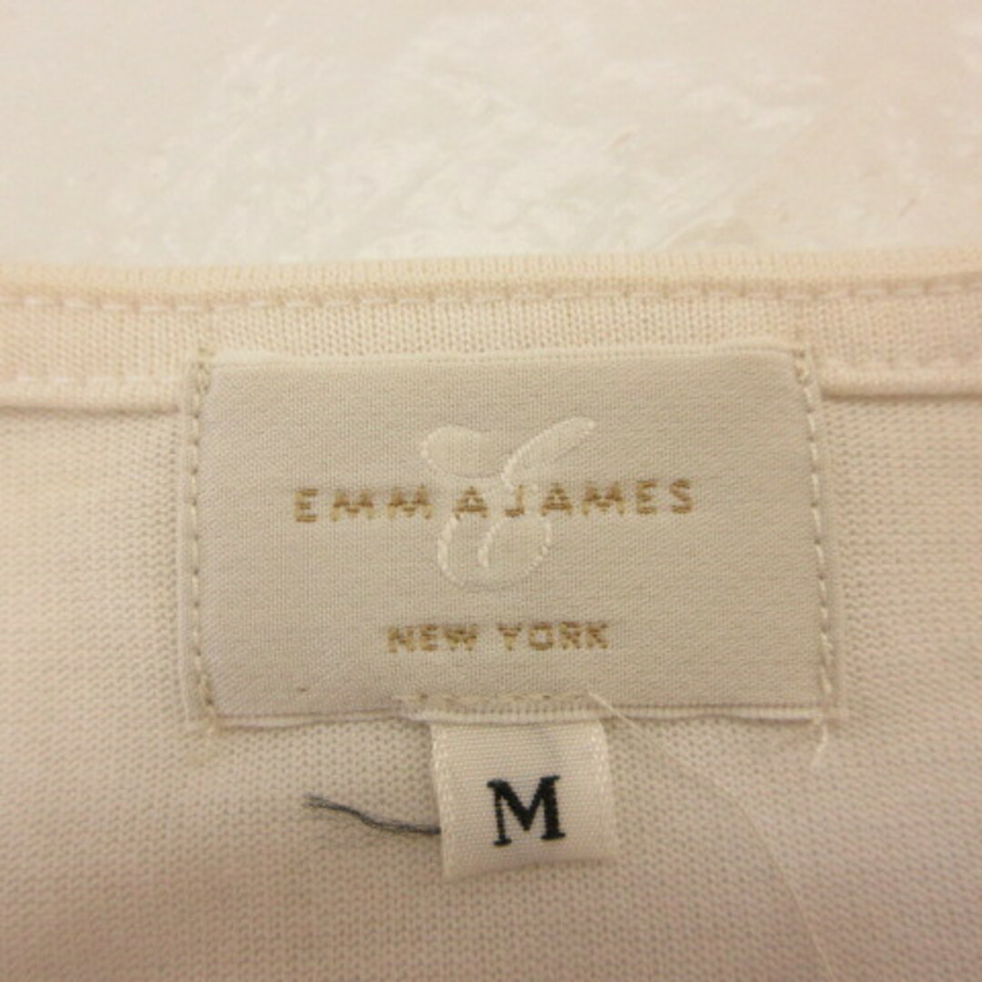 EMMAJAMES(エマジェイム)のエマジェイムス EMMAJAMES カットソー 長袖 異素材 白 M *T841 レディースのトップス(カットソー(長袖/七分))の商品写真