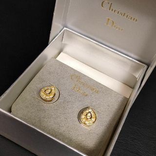 クリスチャンディオール(Christian Dior)の【極美品】Dior　ディオール　ピアス　ラインストーン　ゴールド　雫　レディース(ピアス)