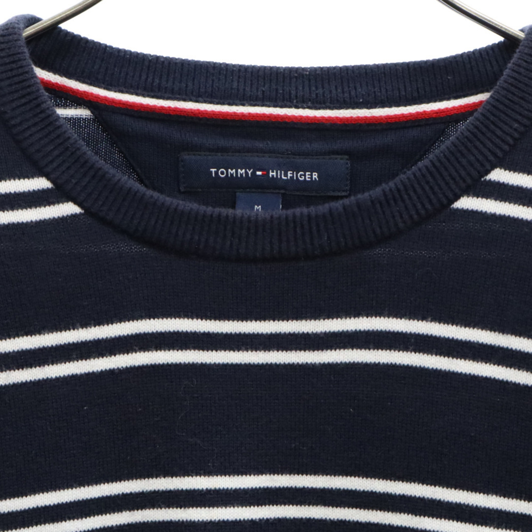 TOMMY HILFIGER(トミーヒルフィガー)のTOMMY HILFIGER トミーヒルフィガー ボーダー ロゴ刺繍 クルーネックニット セーター ネイビー メンズのトップス(ニット/セーター)の商品写真