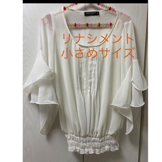 リナシメント　ブラウス　七分袖　シフォン　シアー　ペプラム　白　アドニシス　S(シャツ/ブラウス(長袖/七分))