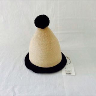 カシラ(CA4LA)のfolk made  ポンポンストローハット　麦わら帽子(帽子)