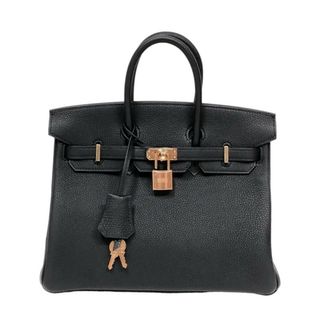 エルメス(Hermes)の　エルメス HERMES バーキン25 U刻 ブラック ピンクゴールド金具 トゴ レディース ハンドバッグ(ハンドバッグ)