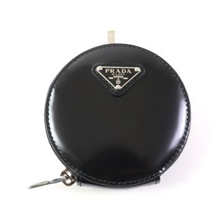 プラダ(PRADA)の未使用品★PRADA プラダ 1TL431 三角プレート付 ラウンドファスナー レザー コインケース ブラック TU 箱付き イタリア製 レディース(コインケース)