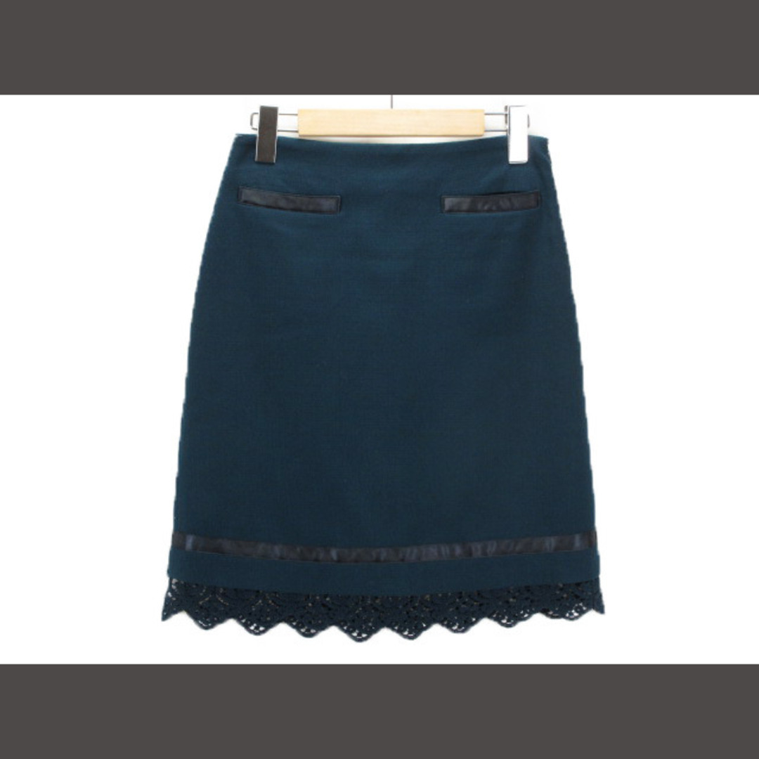 CROLLA(クローラ)のクローラ crolla スカート レース サテン テープ ウール混 36 青 レディースのスカート(ひざ丈スカート)の商品写真