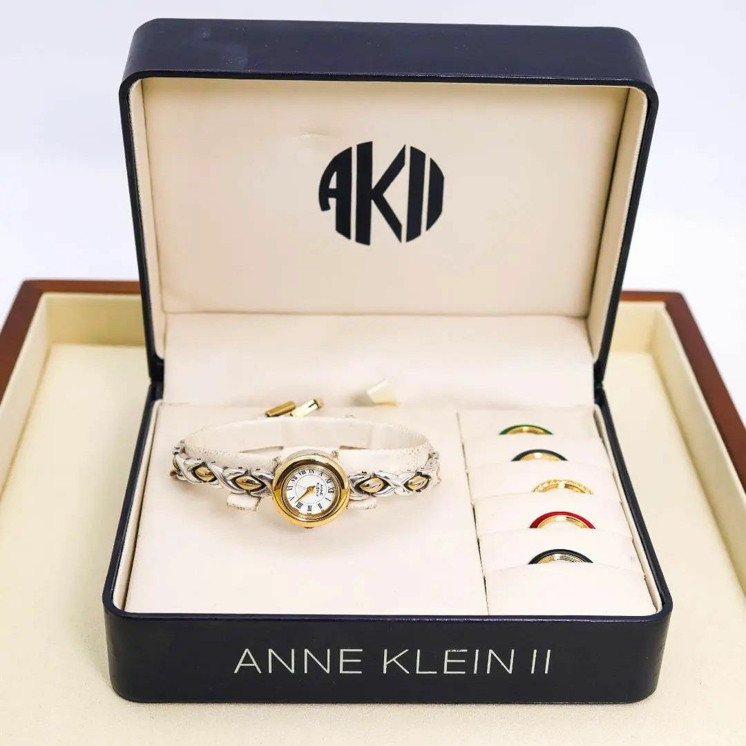 ANNE KLEIN(アンクライン)の《希少》ANNE KLEIN Ⅱ 腕時計 チェンジベゼル ホワイト ブレスレット レディースのファッション小物(腕時計)の商品写真