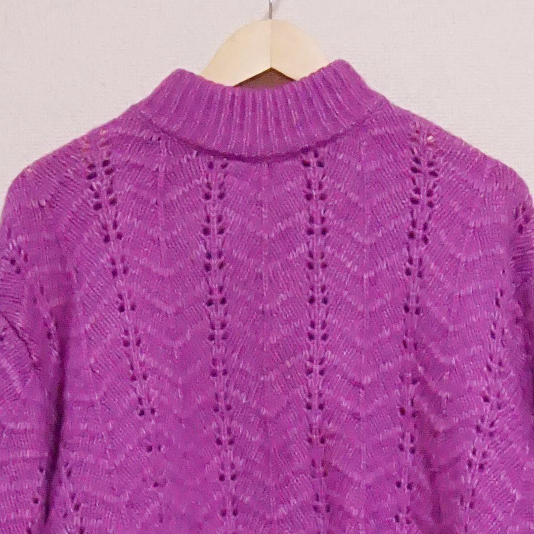SLY(スライ)のSLY スライ　セーター　パープル　紫　ニット　レディース　体型隠し　透かし編み レディースのトップス(ニット/セーター)の商品写真