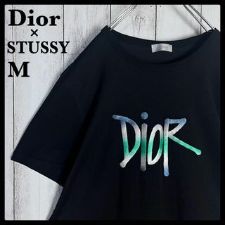 クリスチャンディオール(Christian Dior)の【限定コラボ】ディオール×ステューシー☆センター刺繍ロゴ入りTシャツ ブラック(Tシャツ/カットソー(半袖/袖なし))