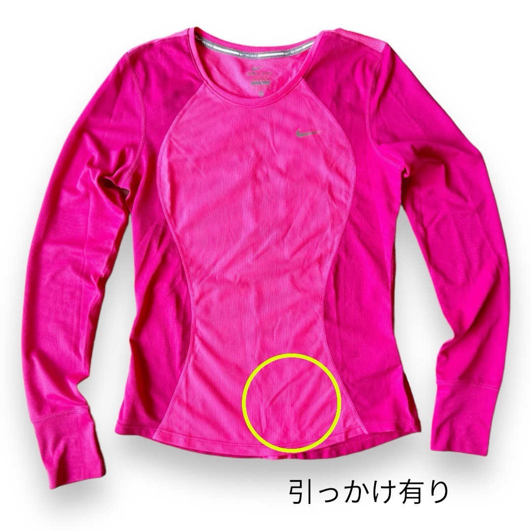 NIKE(ナイキ)のNIKE ナイキ　ドライフィット　レディース　ピンク　Mサイズ　ランニングウェア レディースのトップス(Tシャツ(長袖/七分))の商品写真