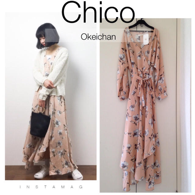 who's who Chico(フーズフーチコ)の今季春新作☆花柄ワンピース ピンク レディースのワンピース(ロングワンピース/マキシワンピース)の商品写真