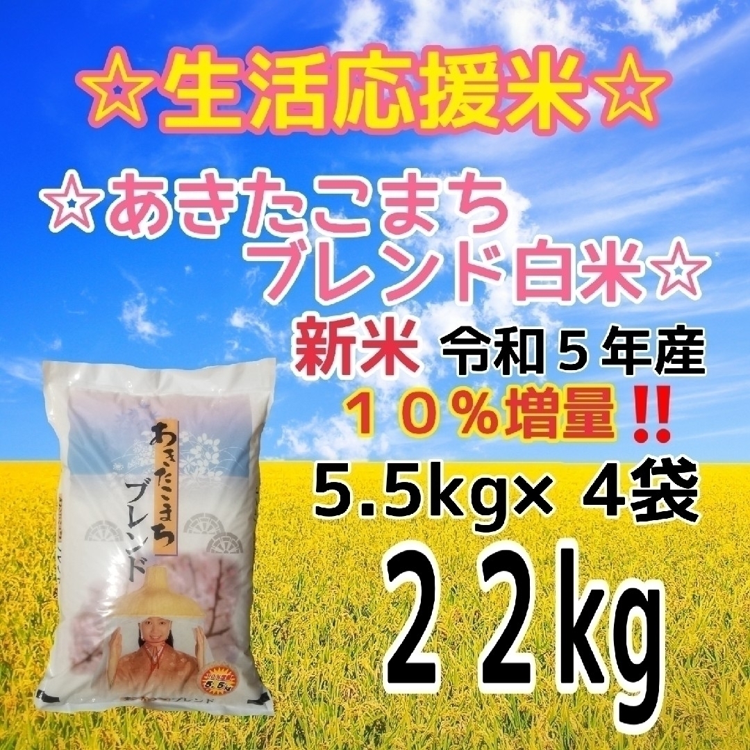 ★生活応援１０％(２kg)増量★あきたこまちブレンド白米合計（２２kg）送料込み 食品/飲料/酒の食品(米/穀物)の商品写真