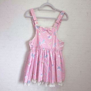 アンジェリックプリティー(Angelic Pretty)のあ3 アンジェリックプリティ　candy sprinkle サロペット  ピンク(サロペット/オーバーオール)