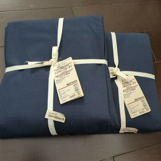 ムジルシリョウヒン(MUJI (無印良品))の無印良品綿太番手ツイル遮光性ノンプリーツカーテン２枚セット ネイビー(カーテン)