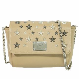 ジミーチュウ(JIMMY CHOO)の本物 ジミーチュウ JIMMY CHOO スタースタッズ チェーン ショルダーバッグ ポシェット レザー ピンクベージュ Star Studs バッグ 中古(ショルダーバッグ)